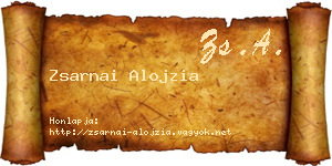 Zsarnai Alojzia névjegykártya